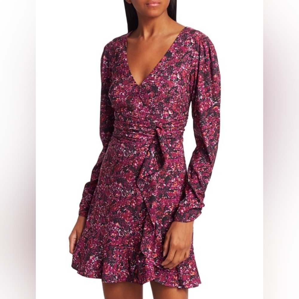 Parker Alison  Floral Long Sleeve Ruffle Dress Dress 0